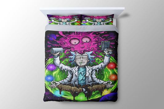 Rick And Morty Trippy Art Purple Duvet Cover - King