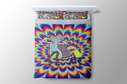 Rick And Morty Trippy Psyched Duvet Cover - King