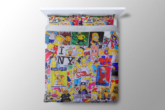 Sticker I Love The Simpsons Bart Homer Collage Duvet Cover - King