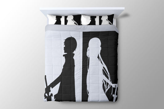 Sword Art Online Kirito Asuna Black White Duvet Cover - King