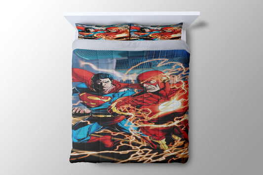 Who Is Faster Superman Vs The Flash Duvet Cover - King