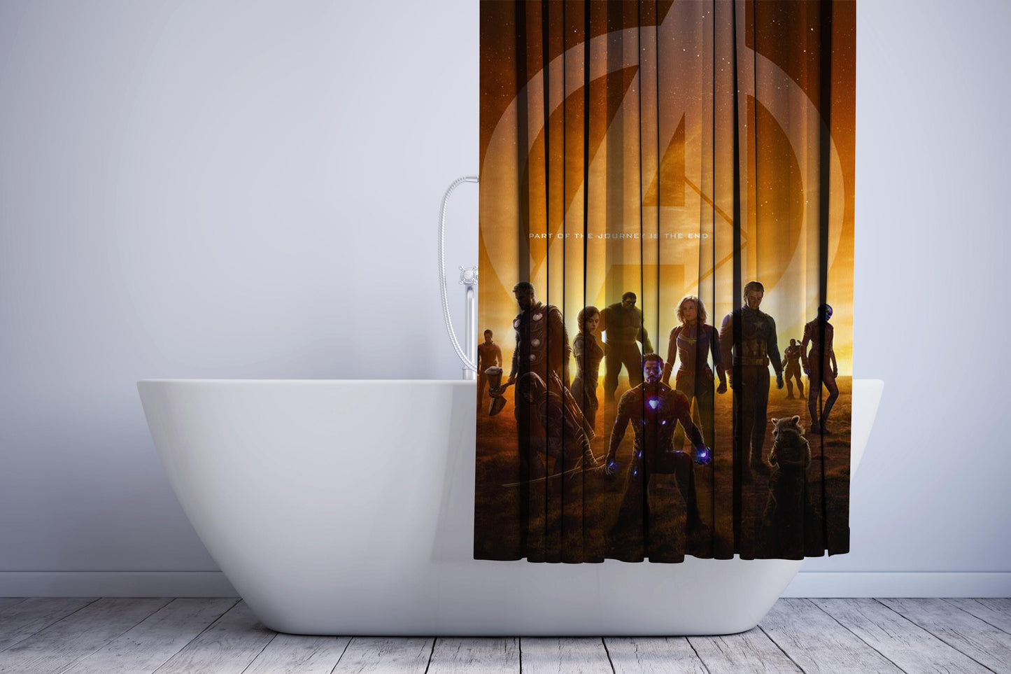 Avenger Part Of The Journey Is The End Orange Shower Curtain