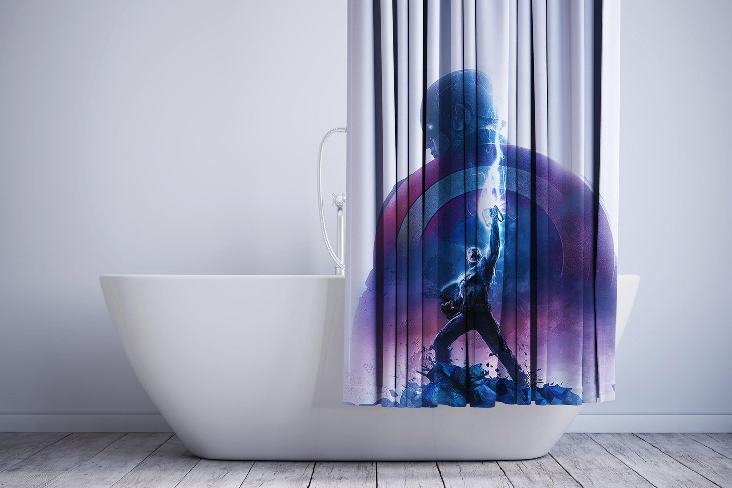 Avengers Endgame Captain America Thor Hammer Lightning Shower Curtain