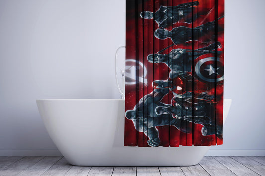 Avengers Endgame Characters Red Shower Curtain