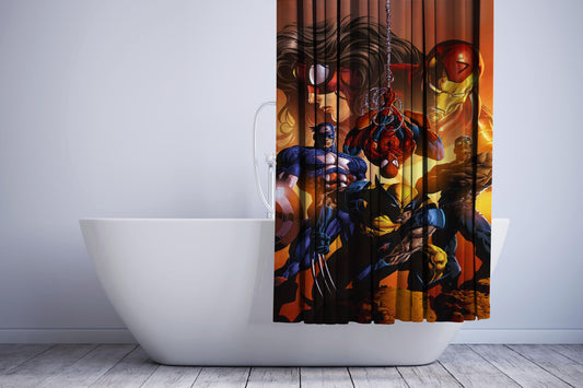 Avengers Heroes Comic Cartoon Art Shower Curtain