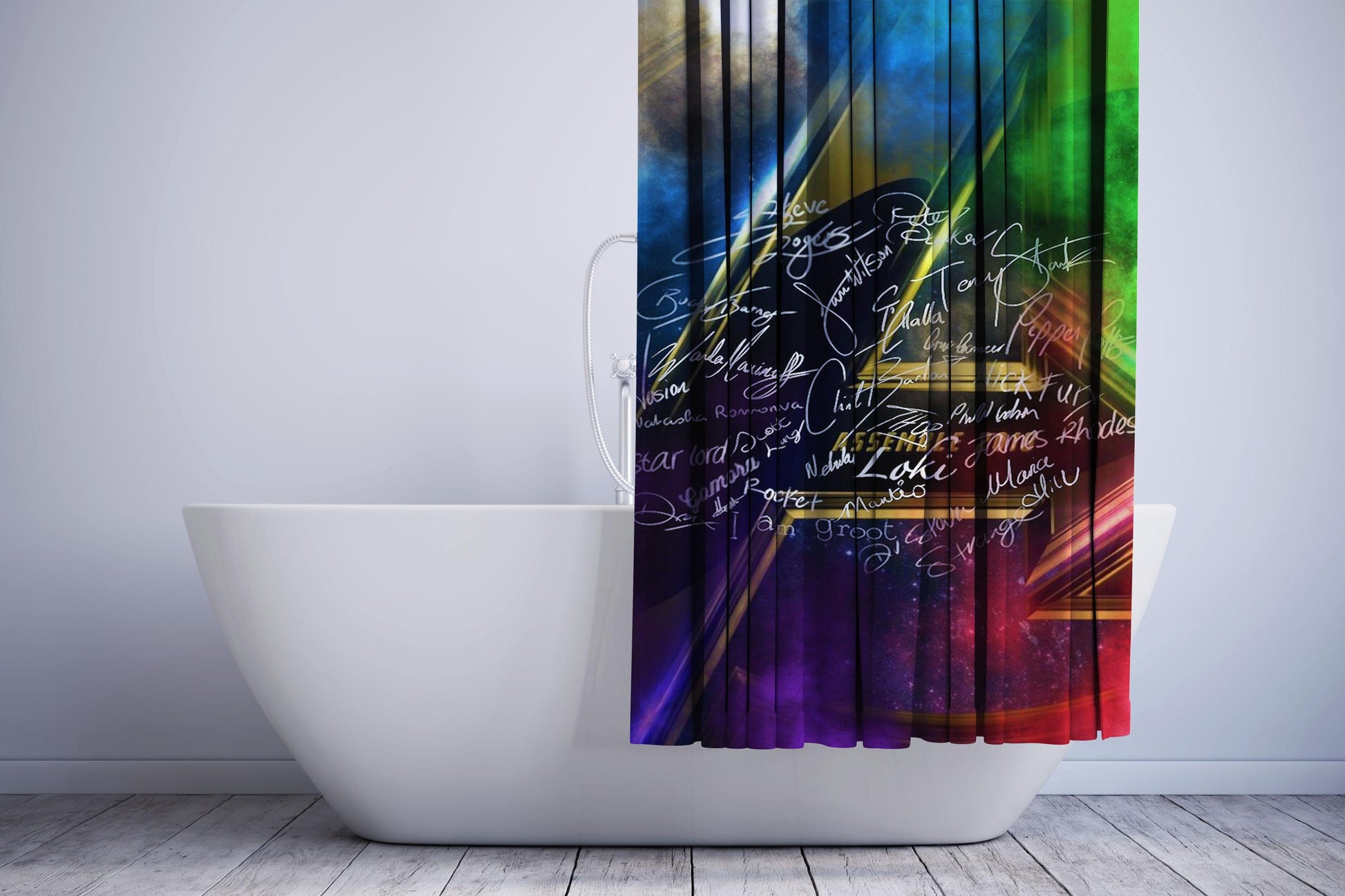 Avengers Heroes Signatures Shower Curtain