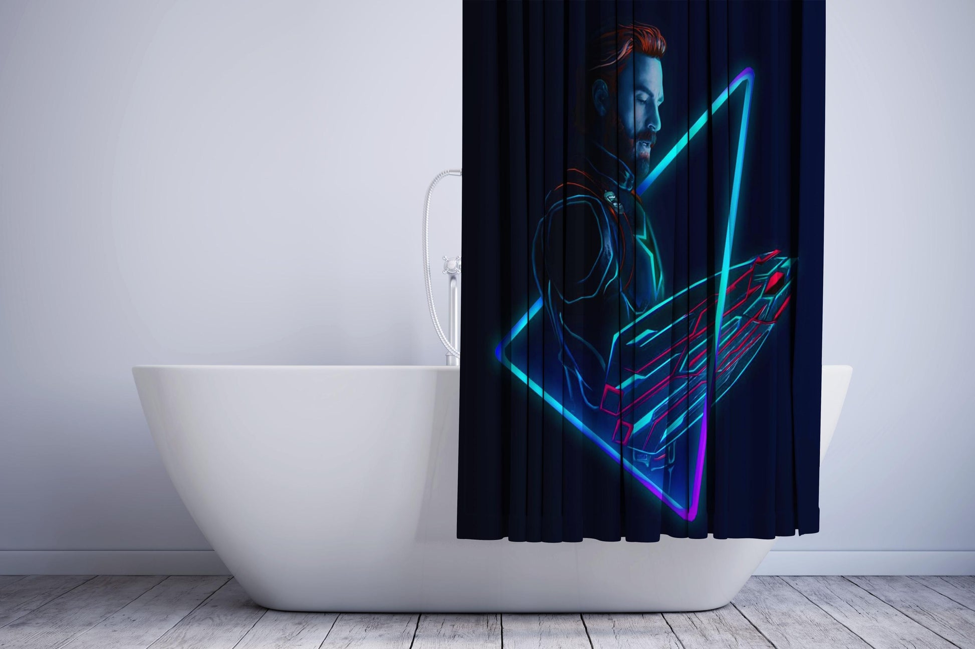 Captain America Mjolnir Hammer Lightning Avengers Endgame Shower Curtain