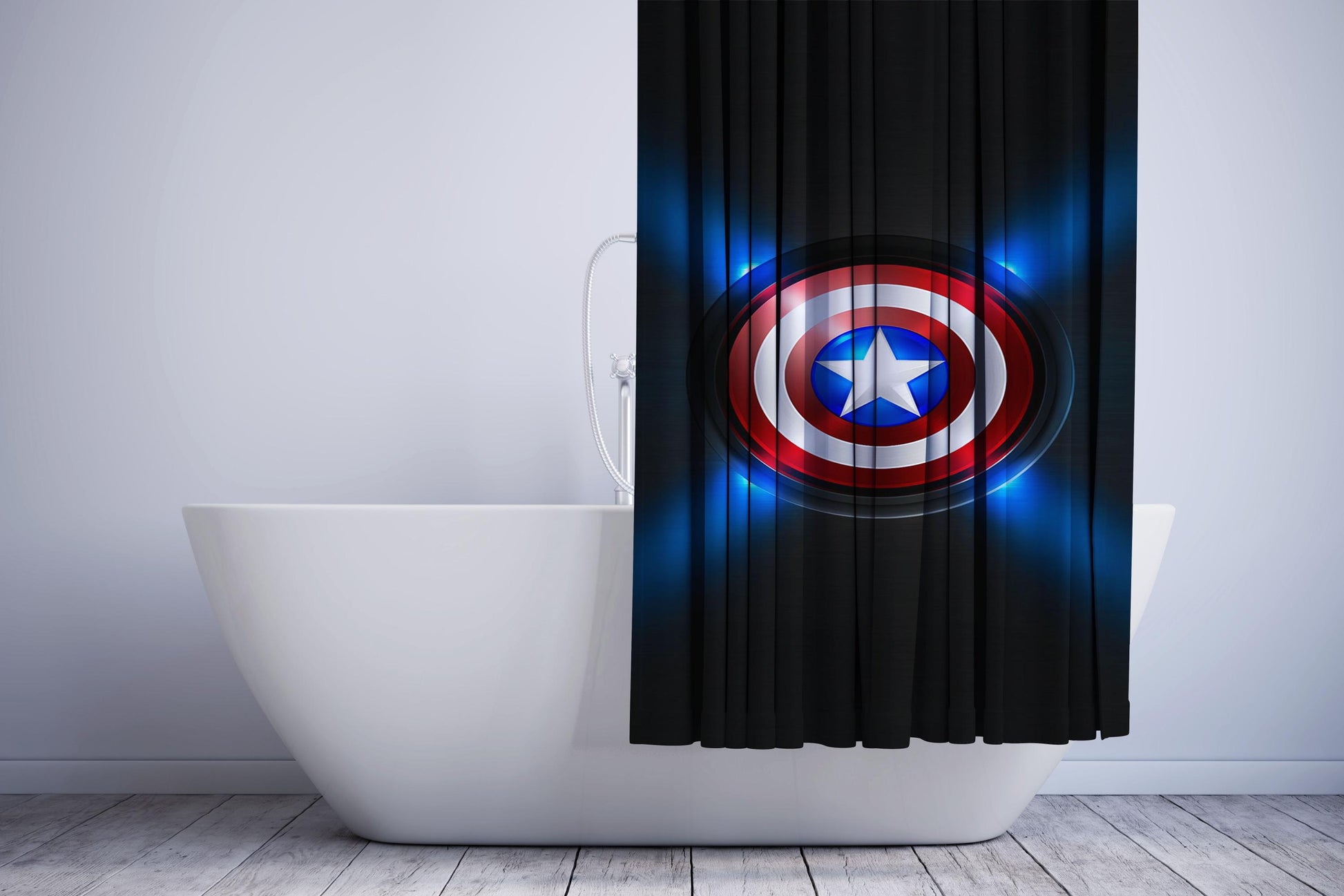 Captain America Neon Artwork Shower Curtain