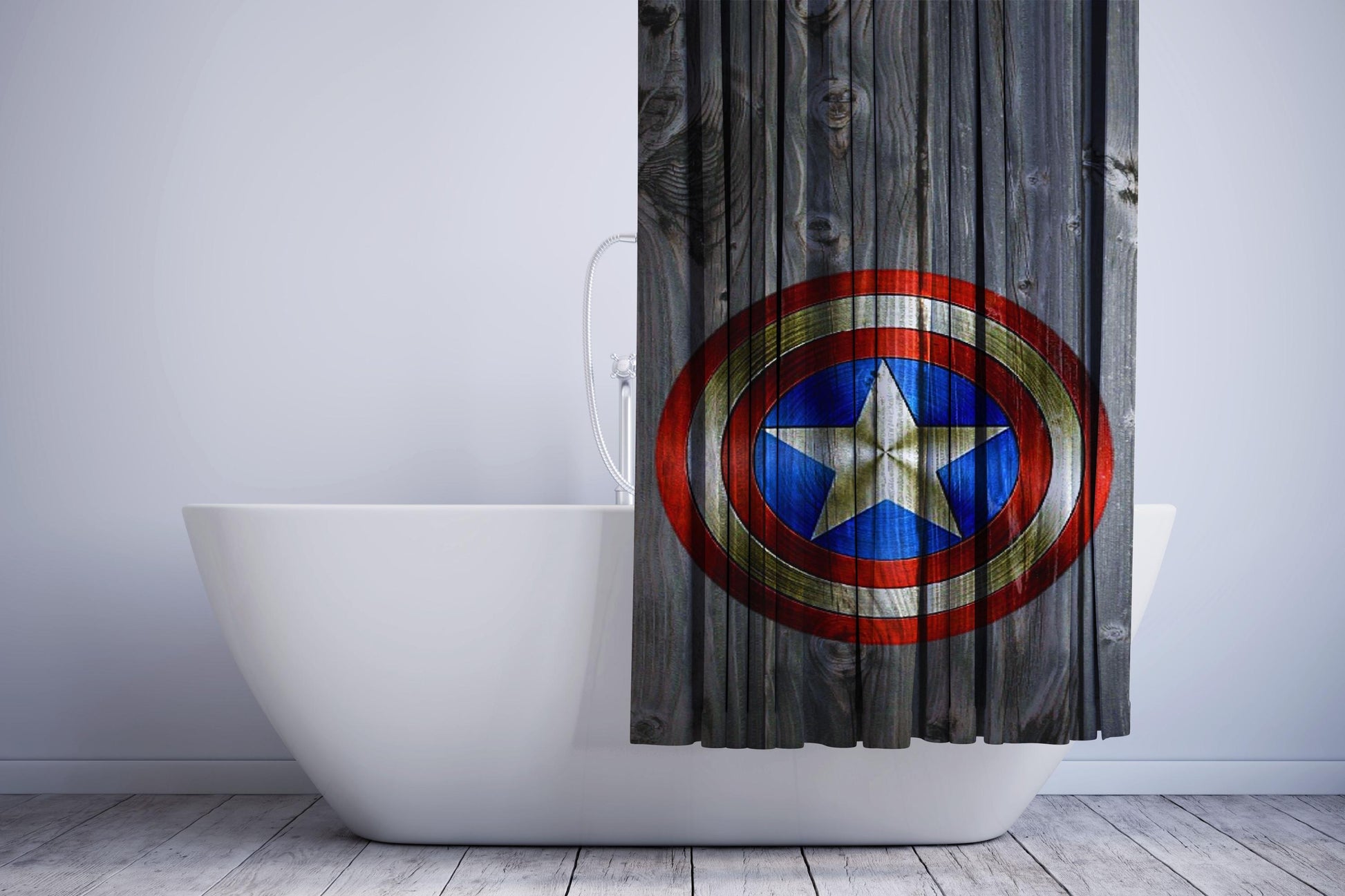 Captain America Shield Wallpaper Shower Curtain