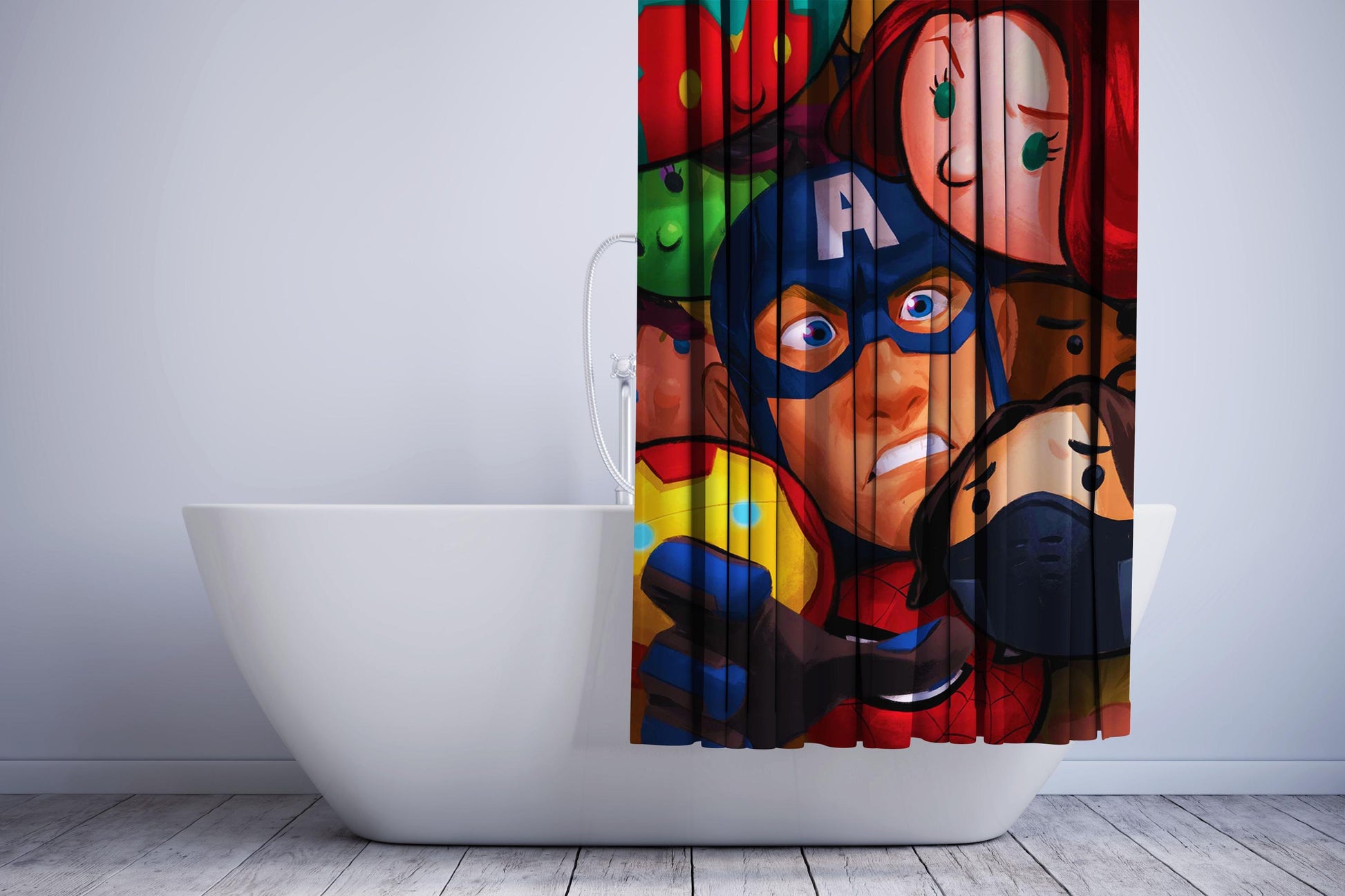 Captain America Silhouette Shield Shower Curtain