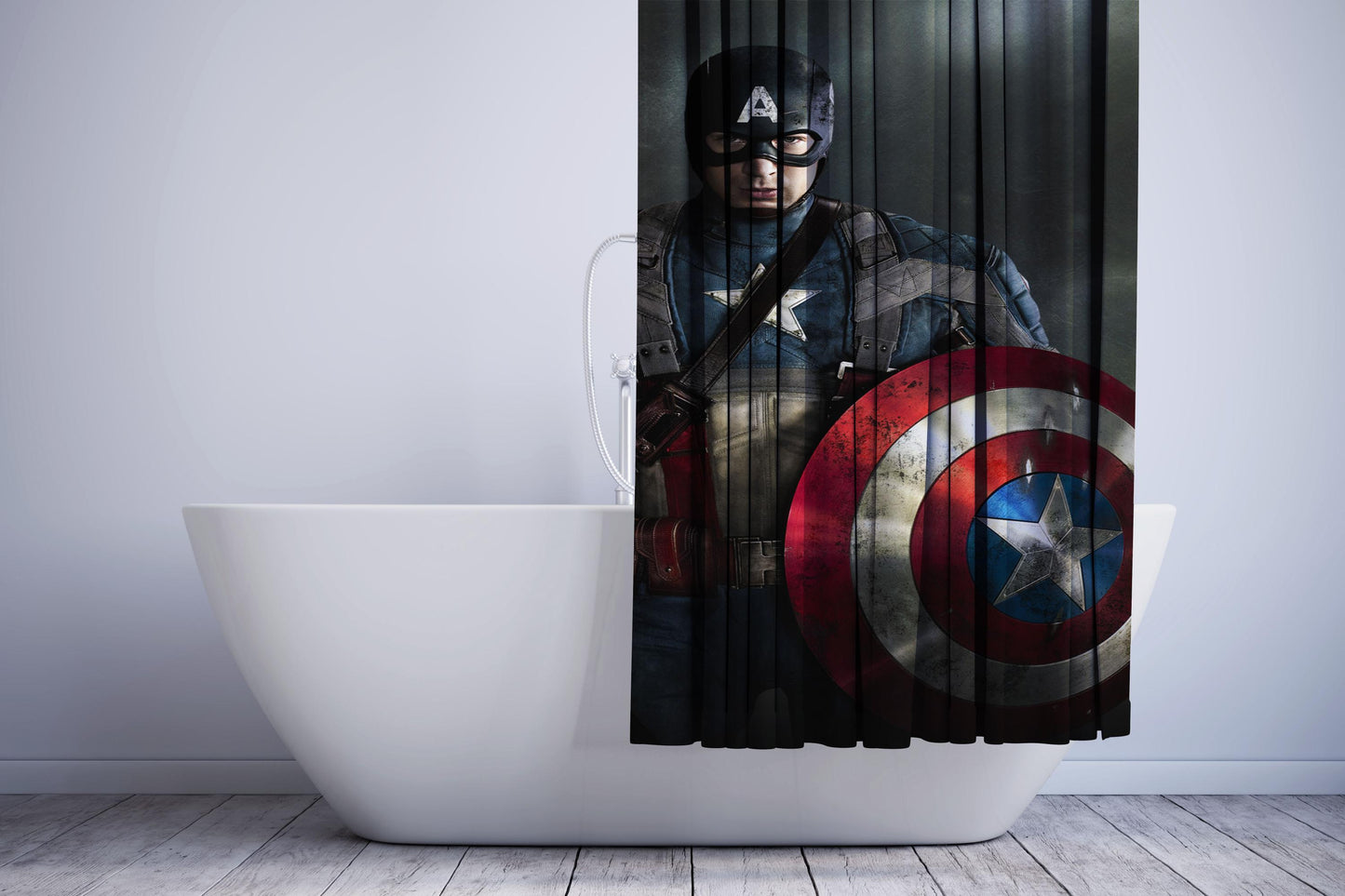 Captain America Wallpaper Shower Curtain