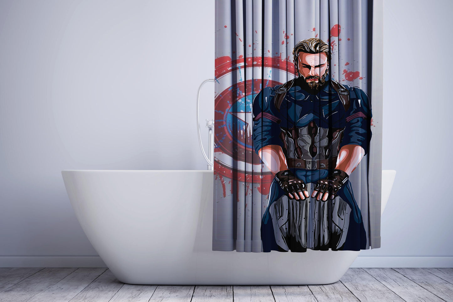 Captain America White Background Shower Curtain