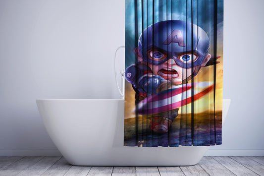 Chibi Fancy Captain America Shower Curtain