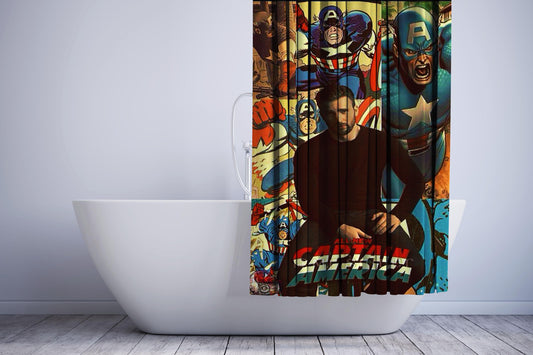 Chris Evans X Captain America Comics Shower Curtain