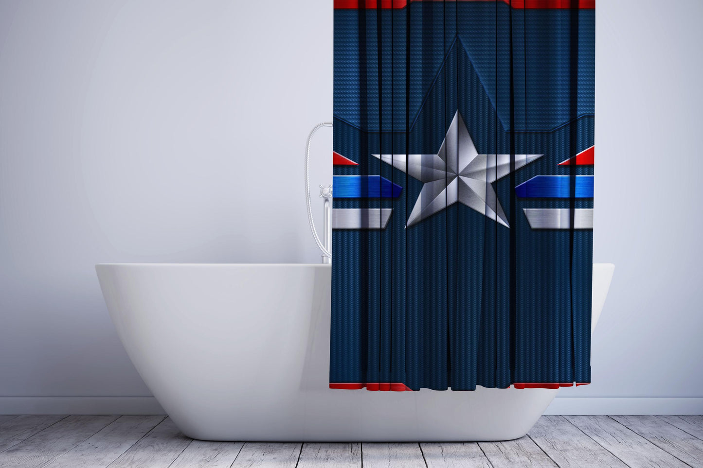 Estrella Captain America Wallpaper Shower Curtain