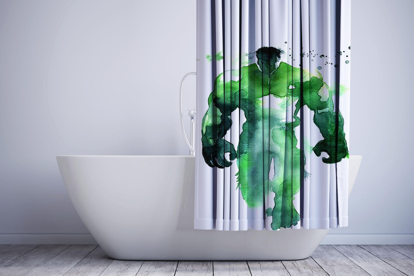 Hulk Watercolor Paint Shower Curtain