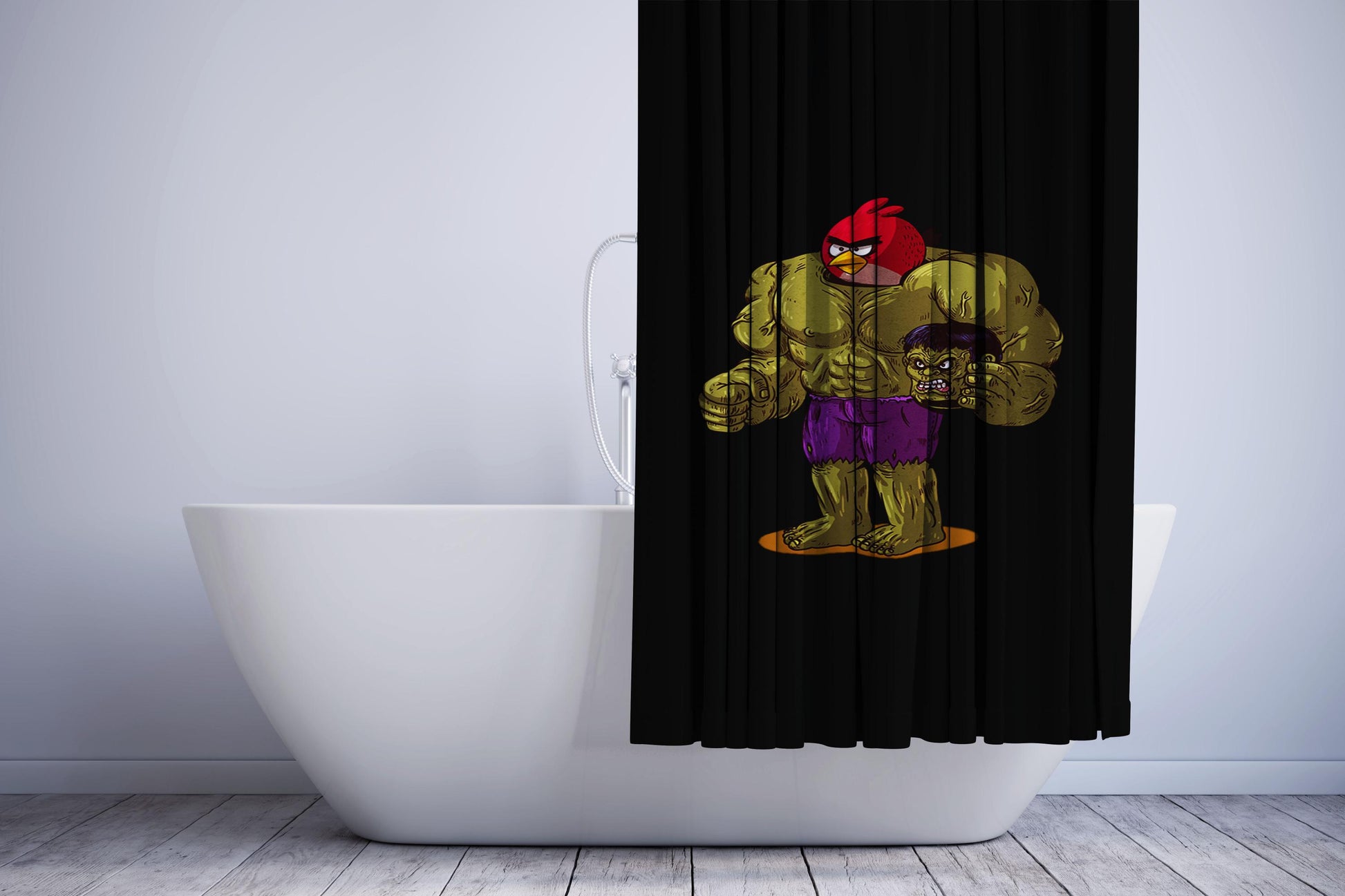 Hulk X Angry Red Bird Shower Curtain