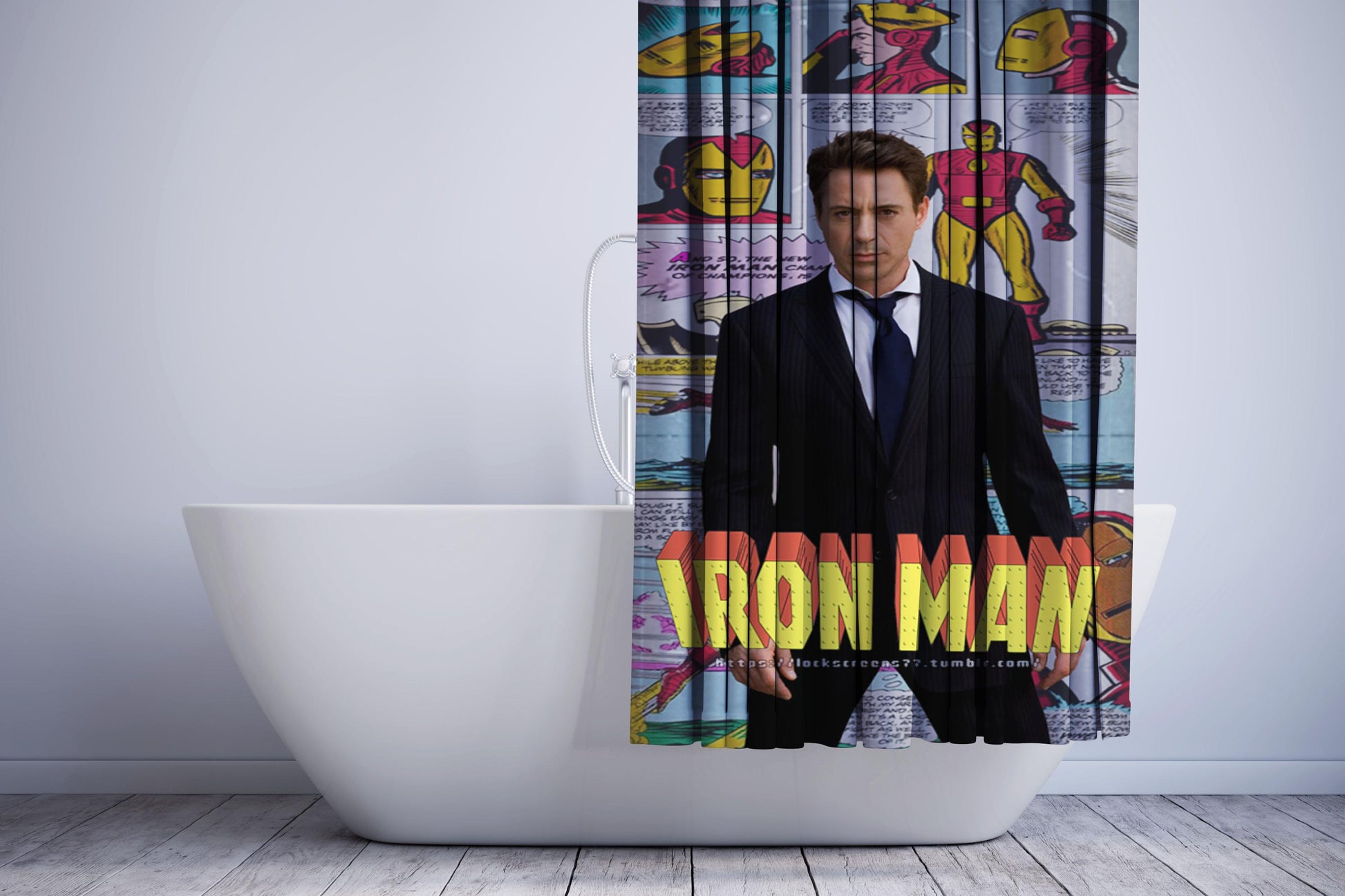 Iron Man Comic Shower Curtain