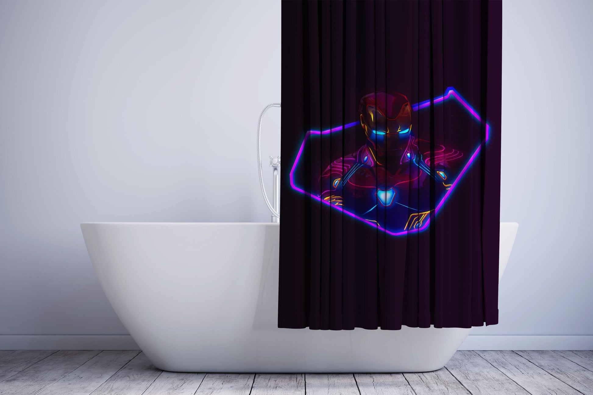 Iron Man Neon Artwork Shower Curtain