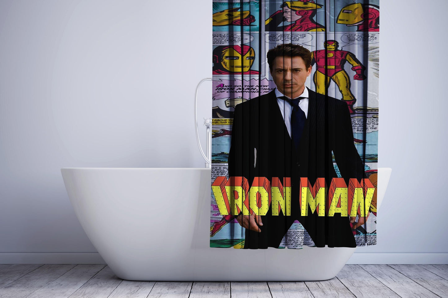 Iron Man X Robert Downey Jr Comic Canvas Shower Curtain