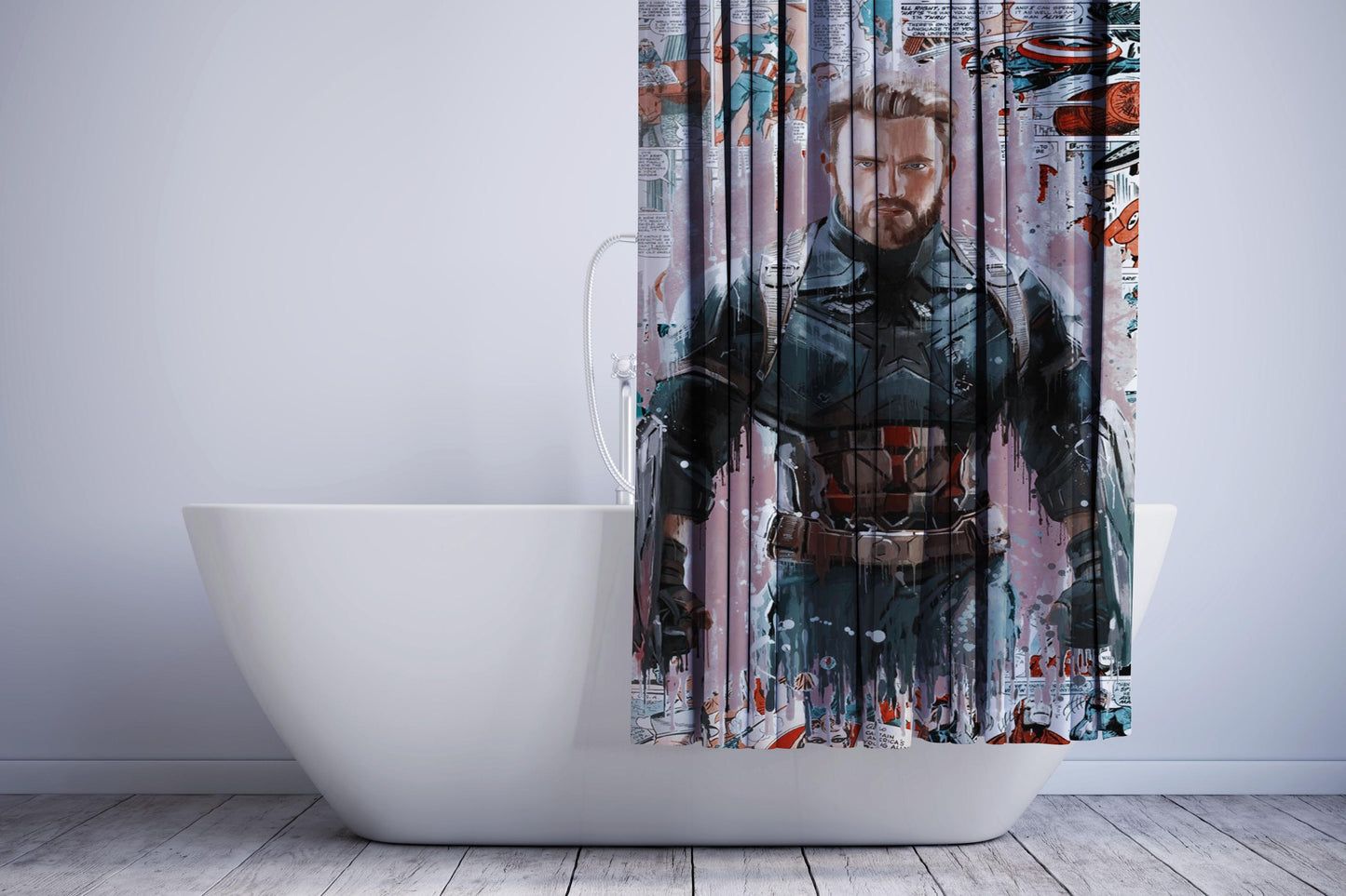 Steve Captain America Comic Painting Artwork Wallpaper Shower Curtain