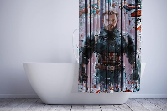 Steve Captain America Comic Painting Artwork Wallpaper Shower Curtain