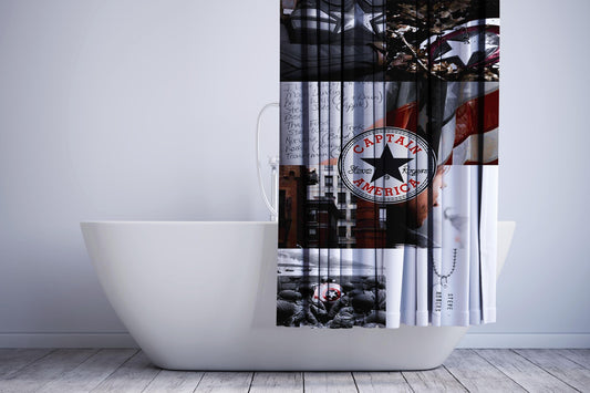 Steve Rogers Captain America X Converse Shower Curtain