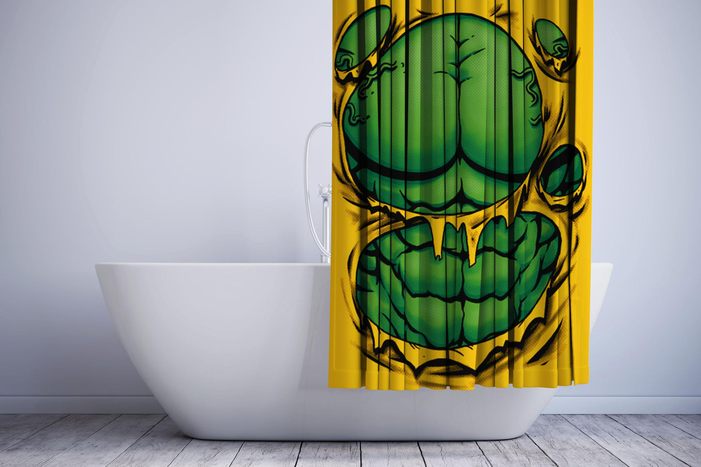 Yellow Green Giant Incredible Hulk Shower Curtain