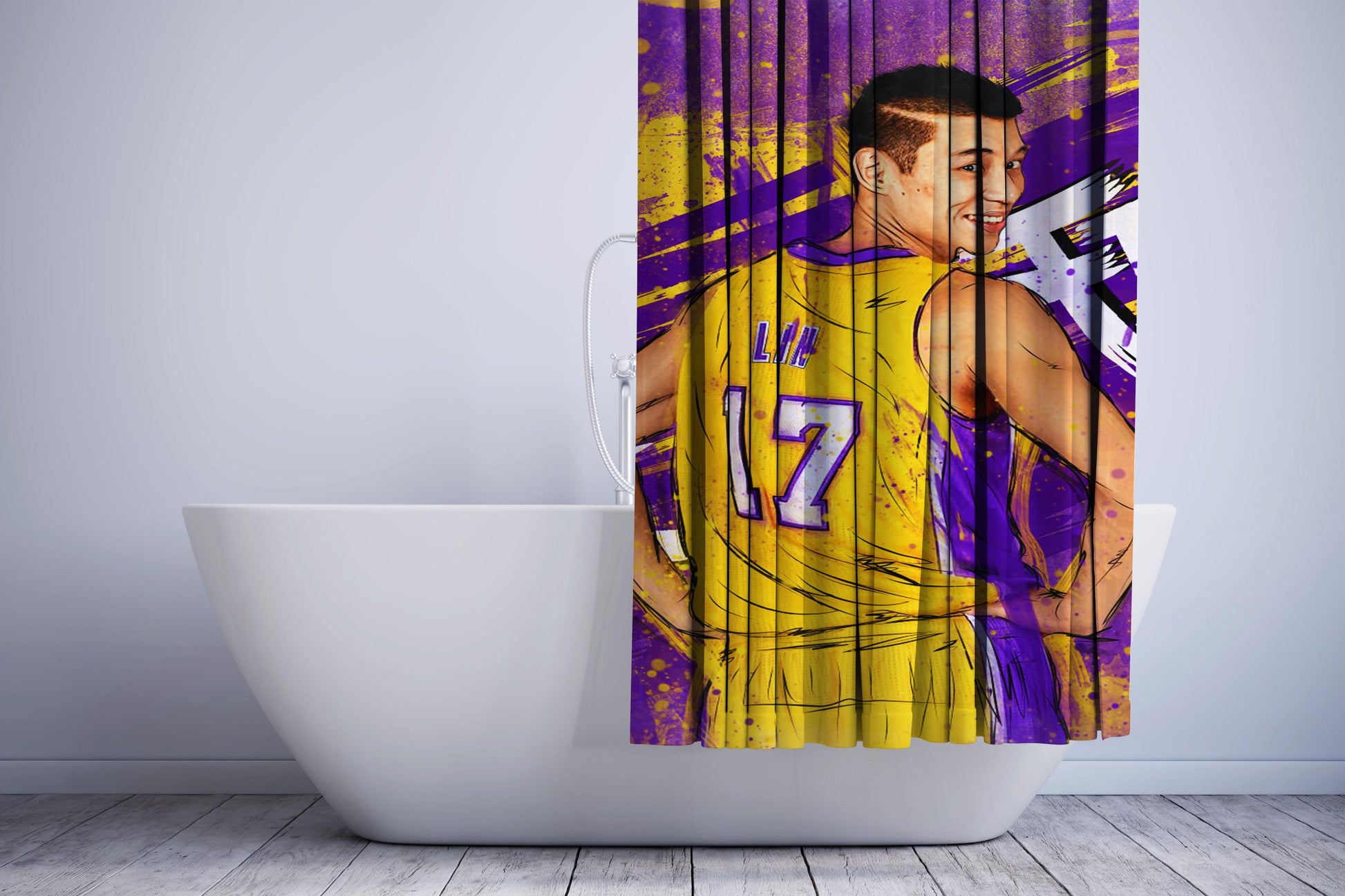 Asia Player Nba Lakers Jeremy Lin Shower Curtain