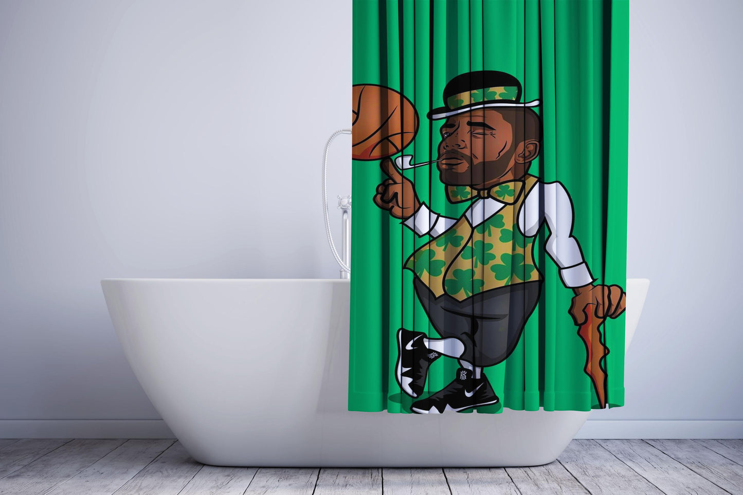 Boston Basket Ball Star Shower Curtain