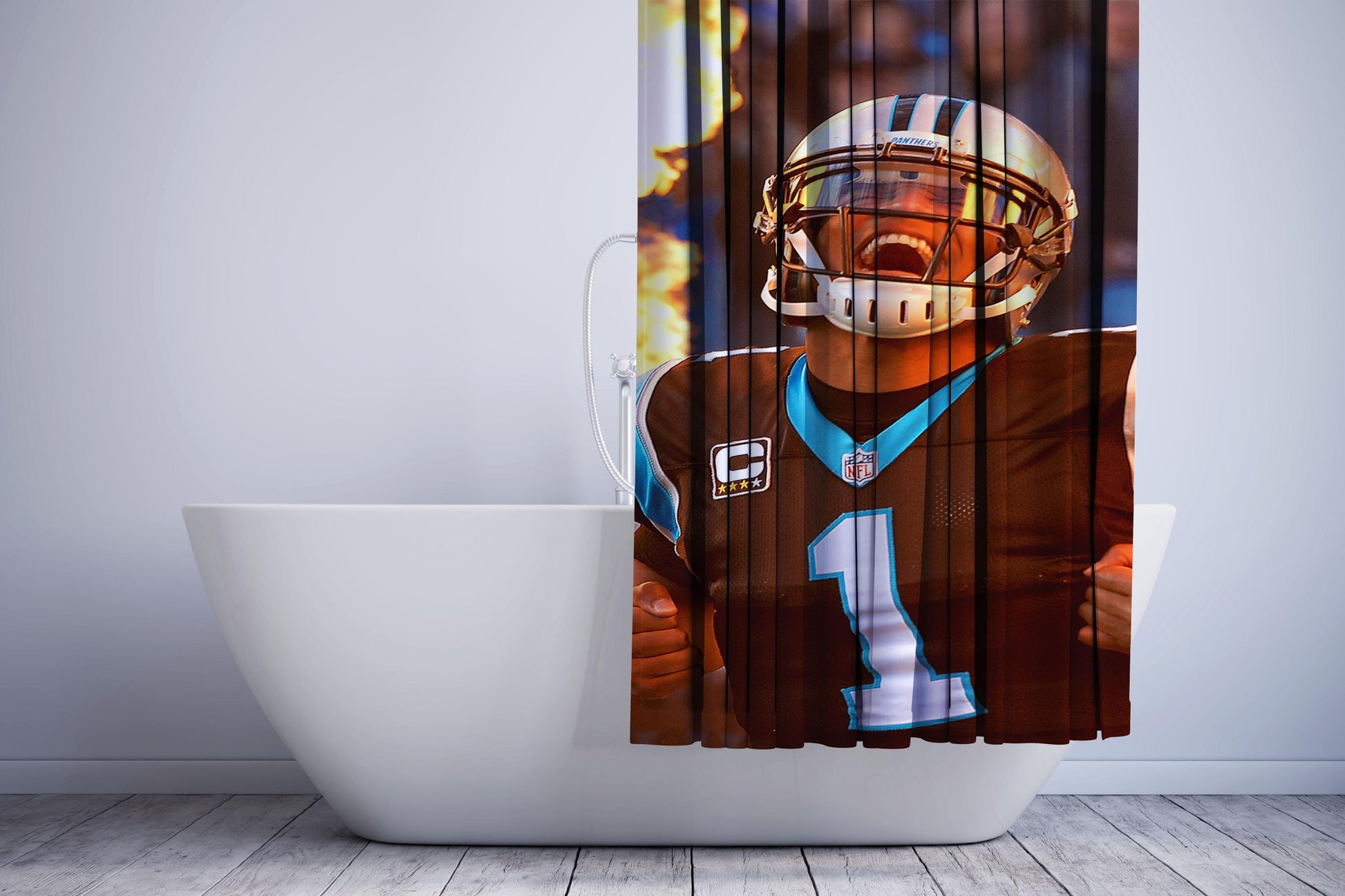 Cam Newton On Fire 2 Shower Curtain