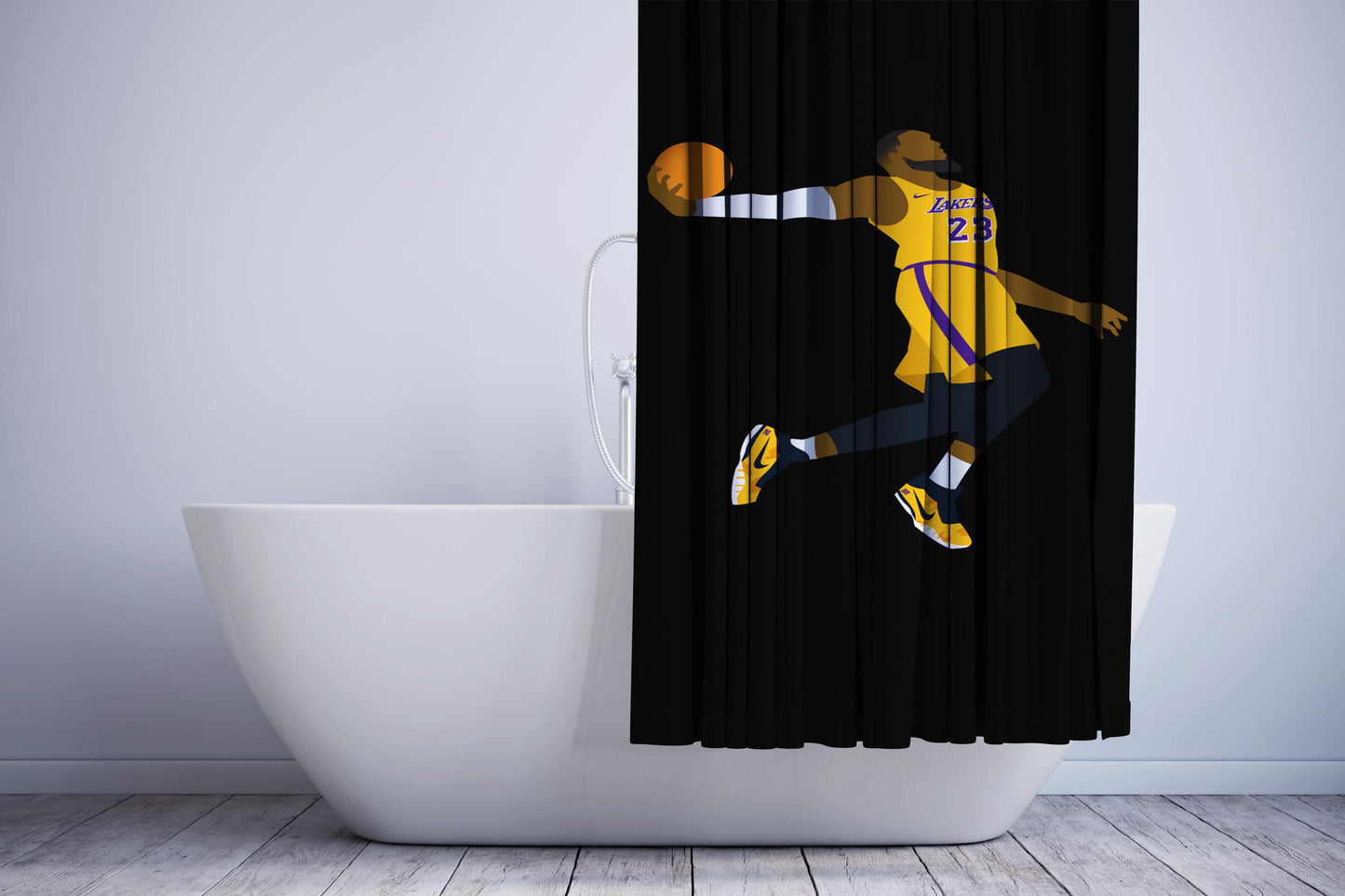 Jame Lebron Jump Slamdunk Nba Lakers Shower Curtain