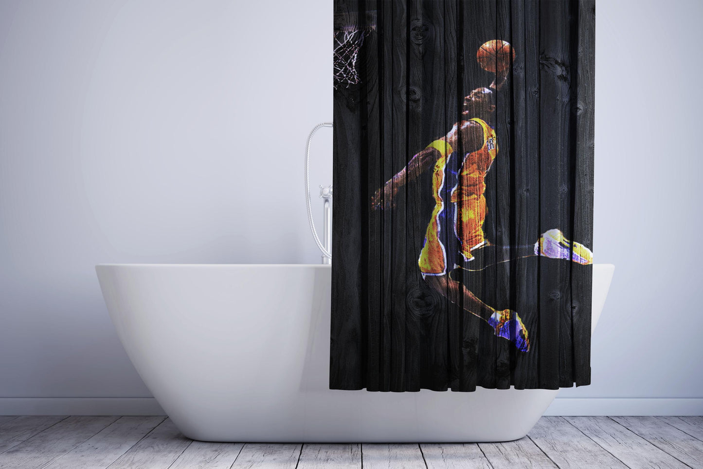 Kobe Bryant Dark Wood Shower Curtain