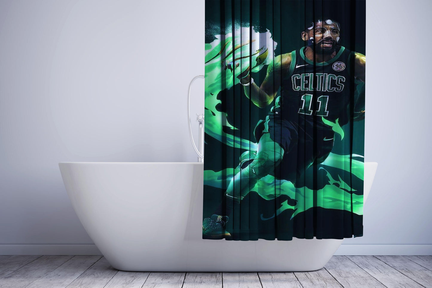 Kyrie Irving Green Flame Nba Shower Curtain