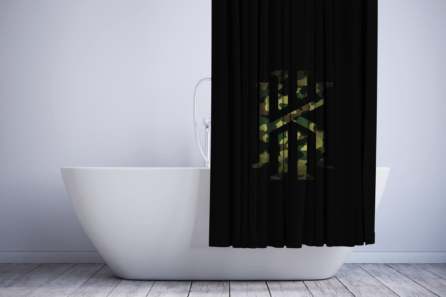 Kyrie Irving Military Camo Logo Shower Curtain