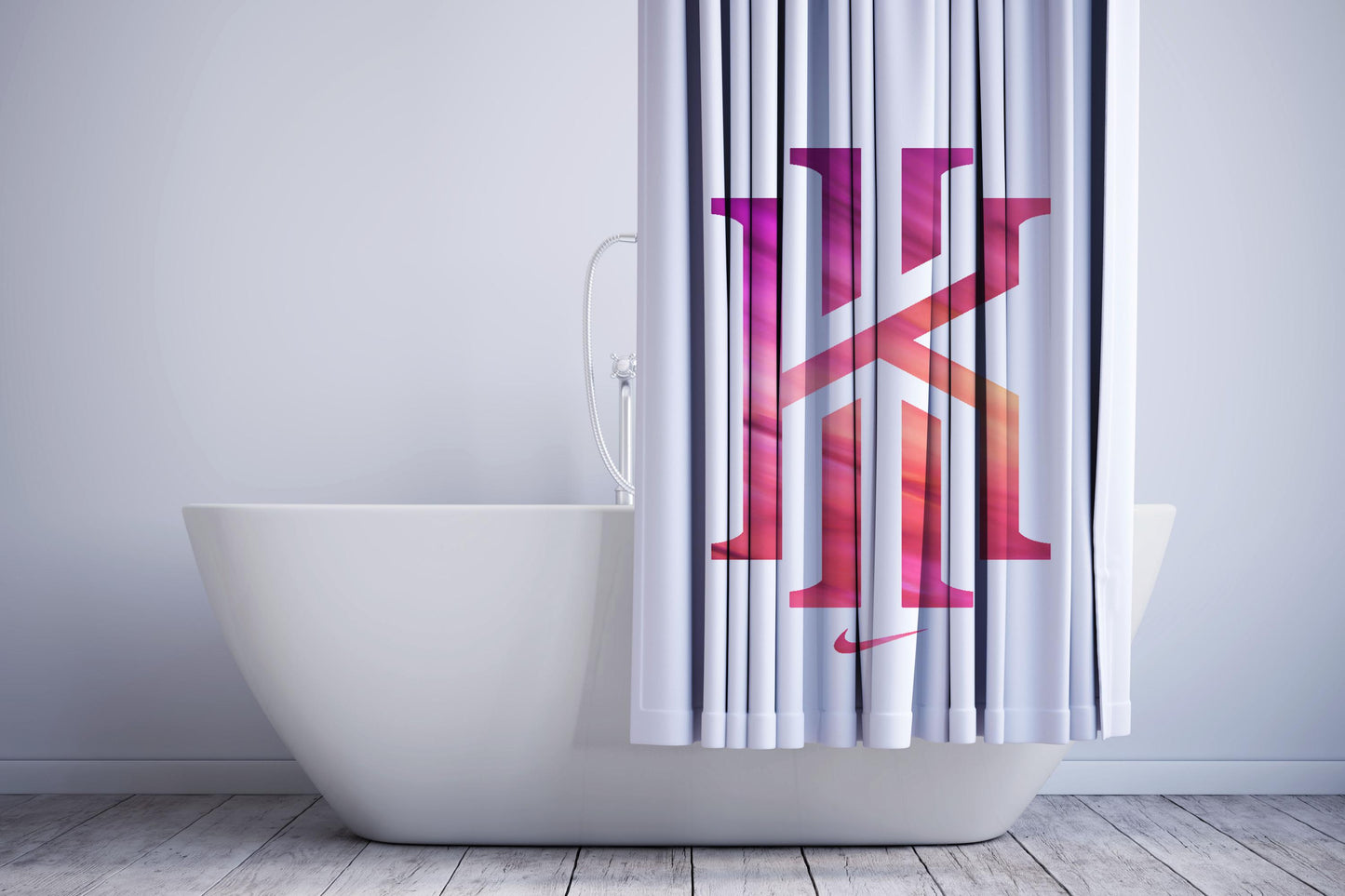 Kyrie Irving Nike White Pink Logo Shower Curtain