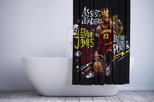 Lebron James Doodle Nba Legend Shower Curtain