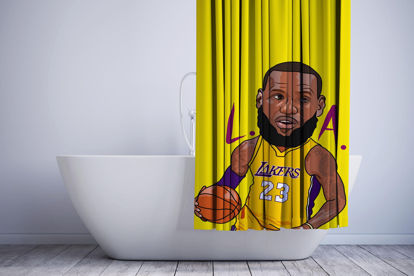 Lebron James Lakers Chibi Shower Curtain