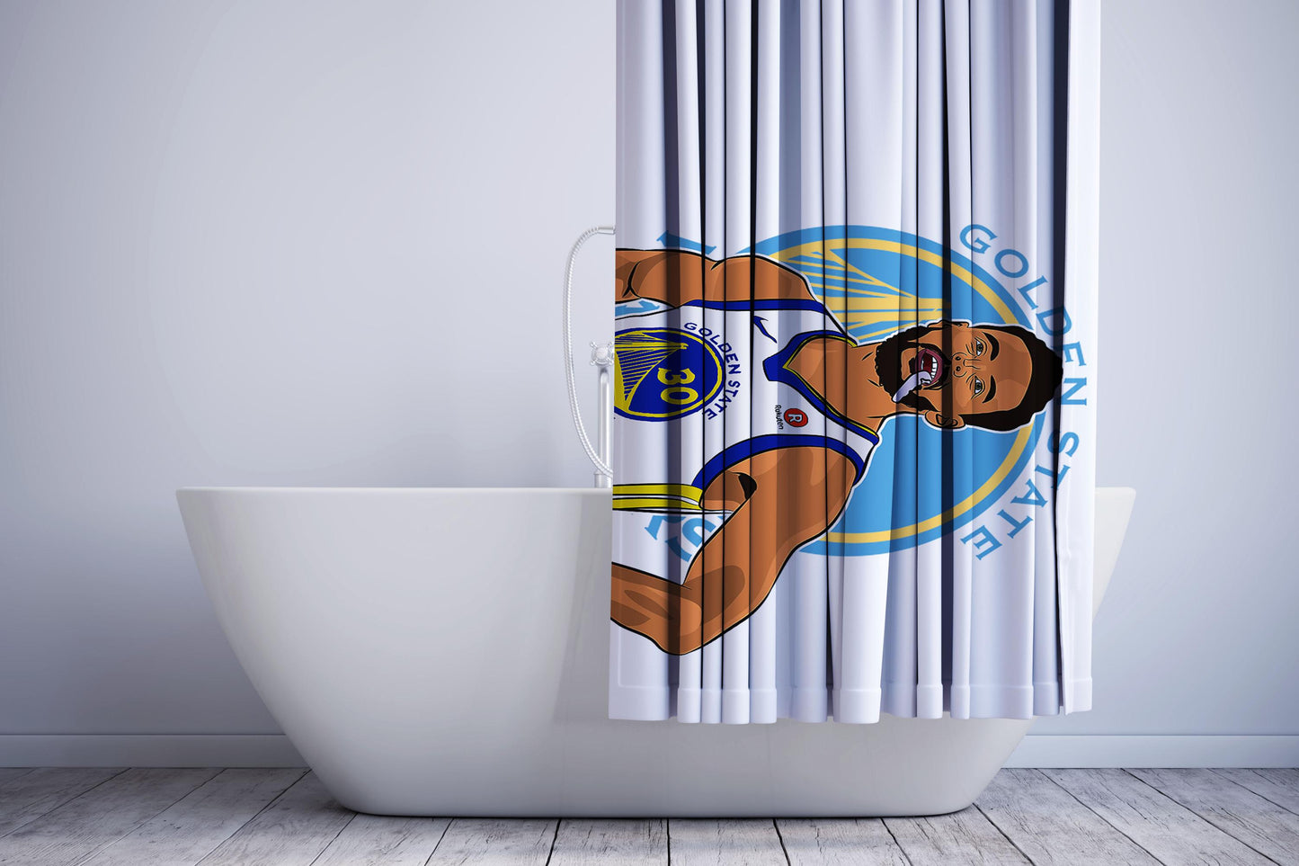 Stephen Curry Warriors Illustration Shower Curtain