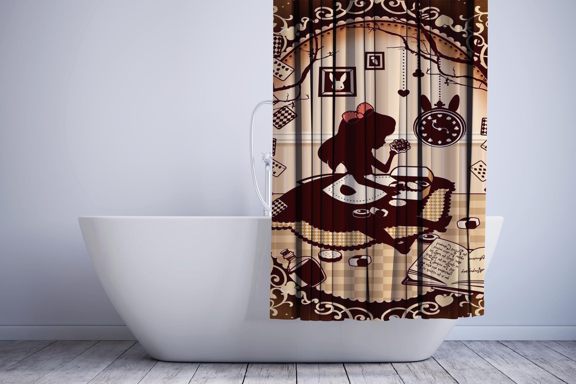 Alice In Wonderland Brown Silhouette Shower Curtain