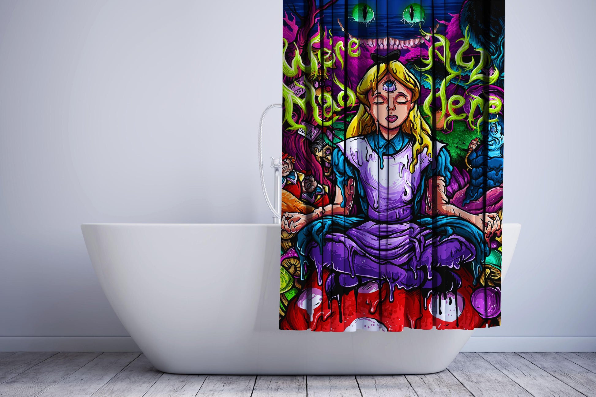 Alice In Wonderland Graffiti Art And Friends Shower Curtain