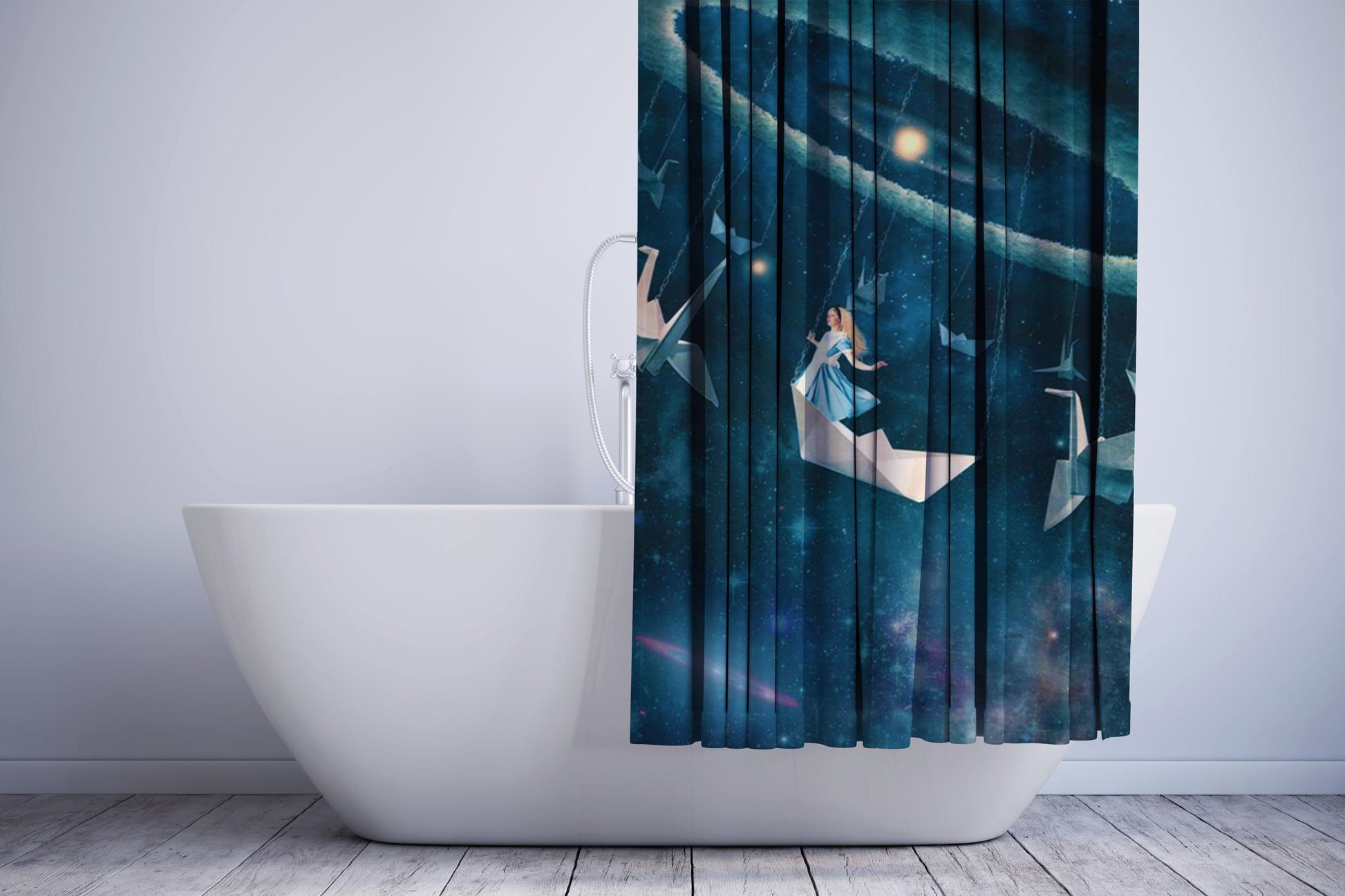 Alice In Wonderland Paper Boat Shower Curtain