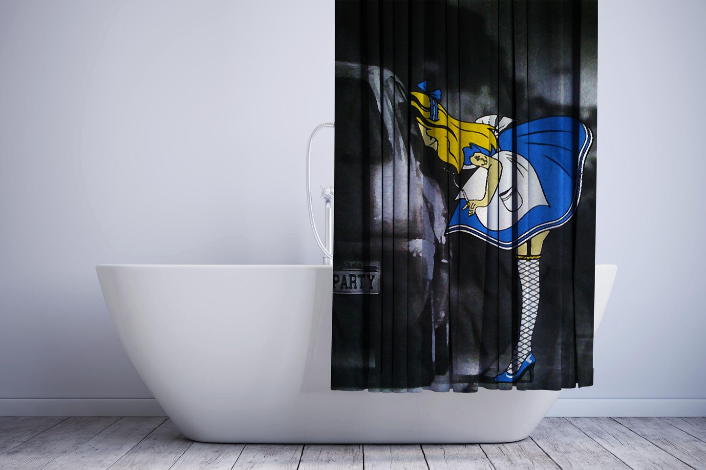 Alice In Wonderland Rebel Bw Shower Curtain