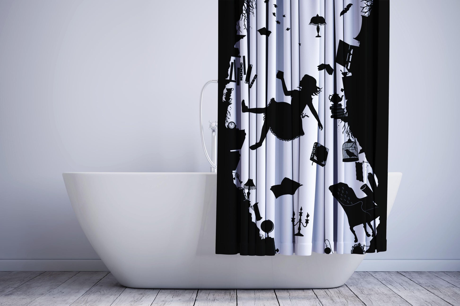 Alice In Wonderland Silhouette Shower Curtain