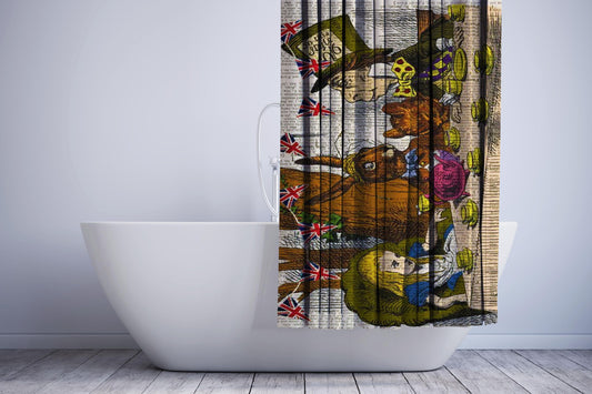 Alice In Wonderland Tea Party Dictionary Shower Curtain