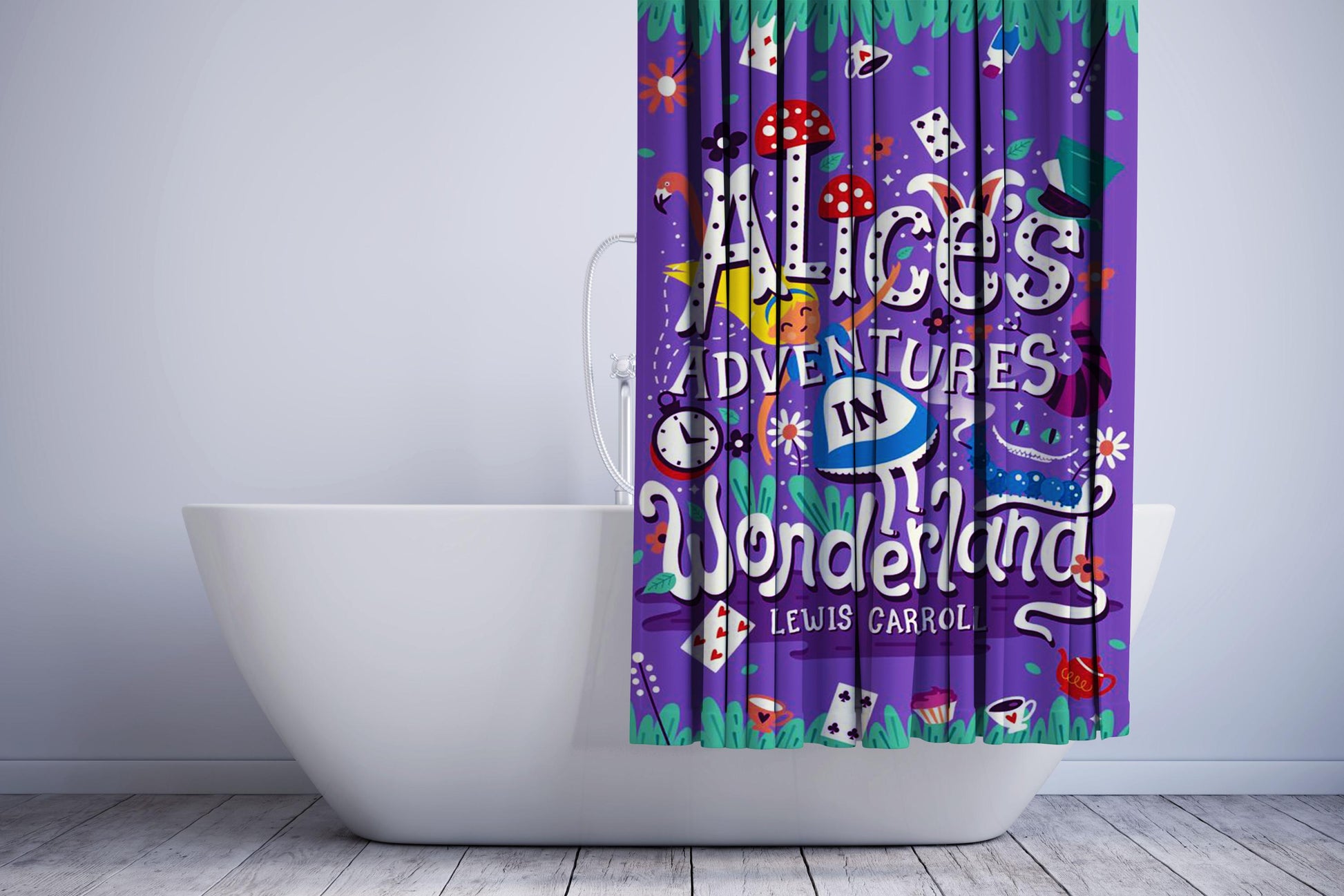 Alices Adventures In Wonderland Book Purple Shower Curtain