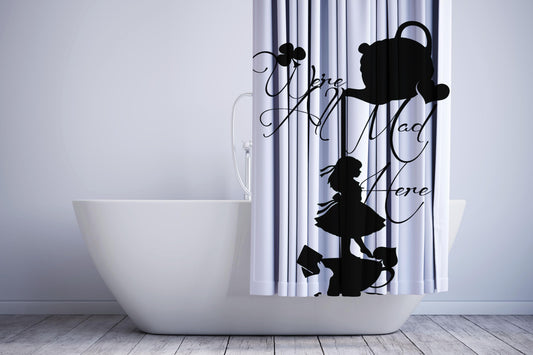 Alices Adventures In Wonderland Vector Siluet Shower Curtain