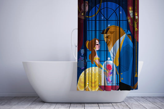 Beauty And The Beast Cartoon Poster Shower Curtain