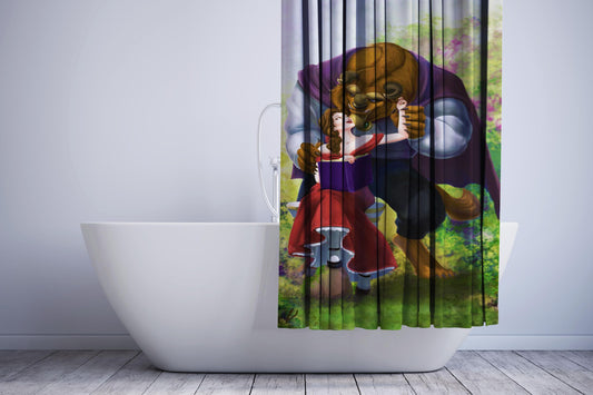 Beauty And The Beast Couple Shower Curtain