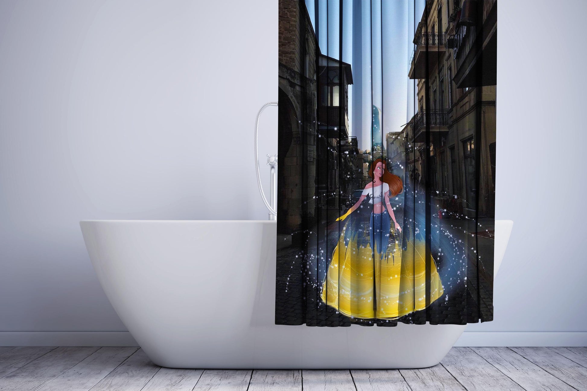 Beauty And The Beast Dress Drawing Modern Shower Curtain